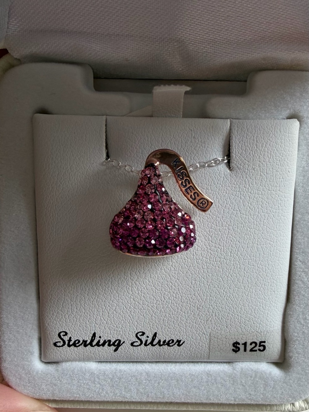 Kiss Pink Crystal Kisses Pendant Necklace
